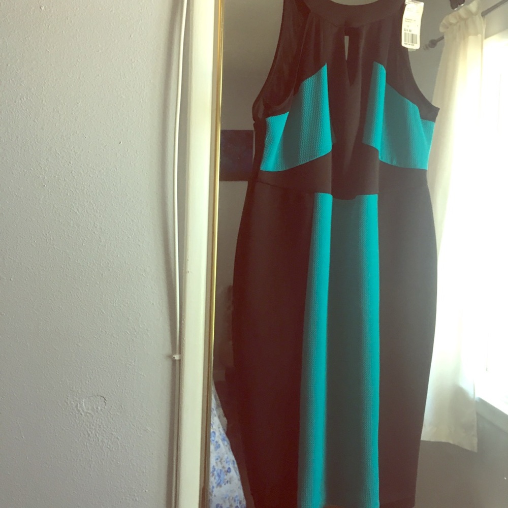 Forever 21 Turquoise Black Dress